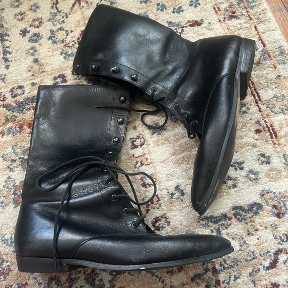 Vintage Connie Lace Up Victorian Leather Boots with Pointed Toe - Picture 4 of 10